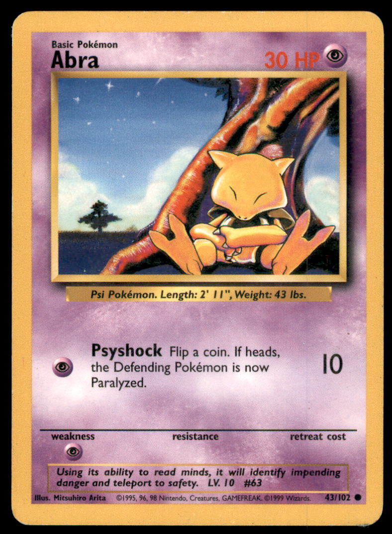 Pokemon Base Set Abra #043/102 | eBay