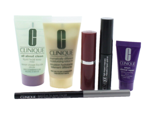 Clinique 6 pièces. Ensemble cadeau d'échantillon de maquillage soin de la peau voyage luxe - SCELLÉ - Photo 1/4