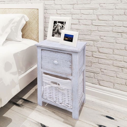 Shabby Chic Nachttische Schränkchen 2 Stck Holz Weiß R4Z3 - Bild 8 von 8
