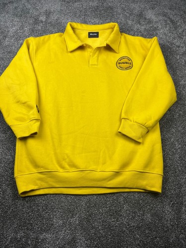 Bumble Sweater Mens Large Pullover Make The Bumble First Move Patch Logo Yellow - Afbeelding 1 van 8