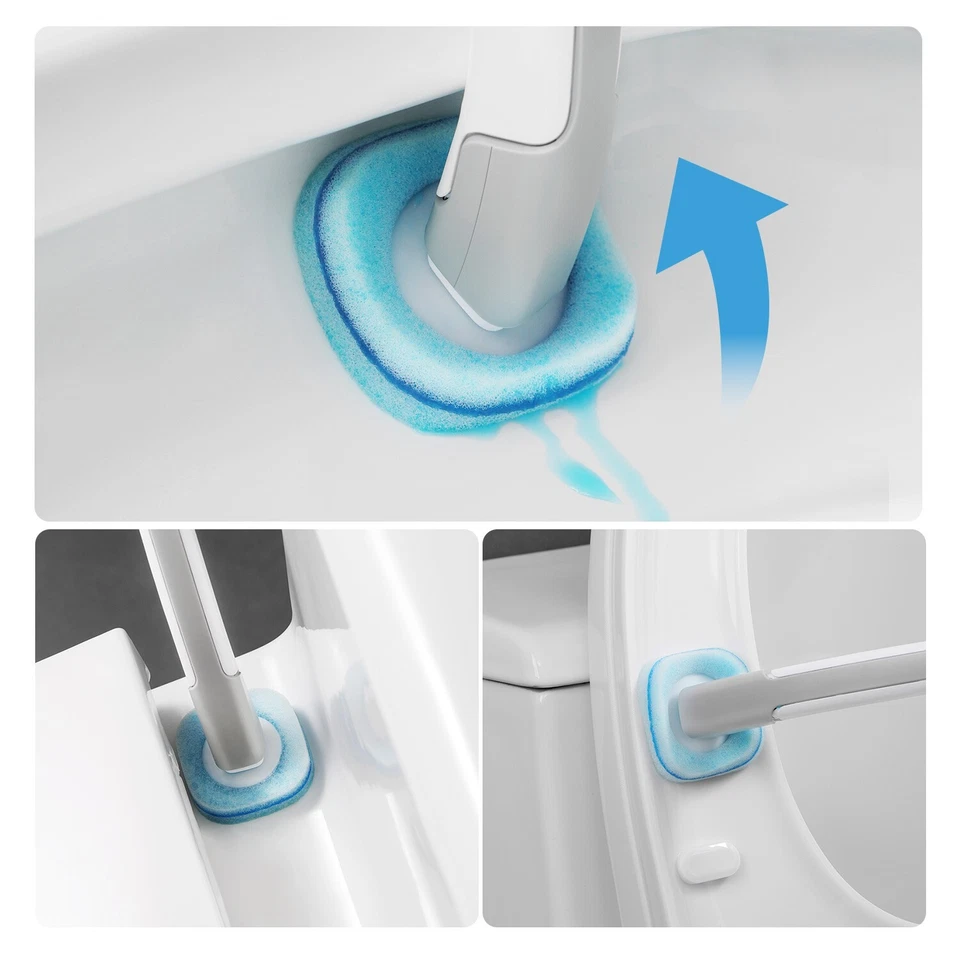 Cepillo de inodoro desechable Oshang - Varita de inodoro, limpiador de inodoro Foto 3 de 4