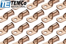 100 Lot 4/0 3/8" Hole Ring Terminal Lug Bare Copper Uninsulated AWG Gauge