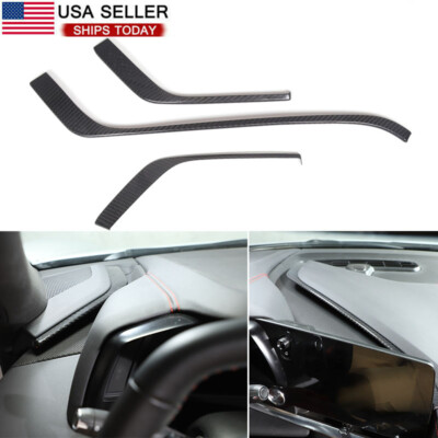 Carbon fiber style dashboard frame cover trim for Chevrolet Corvette C8