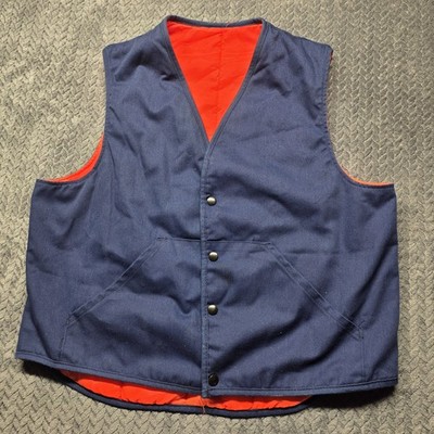 Vintage Walls Blizzard-Pruf Reversible Hunting Vest Large Blue/Blaze Orange USA