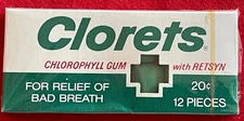 Vintage CLORETS Chlorophyll Gum with Retsyn  Unopened  NOS  Pre-Barcode