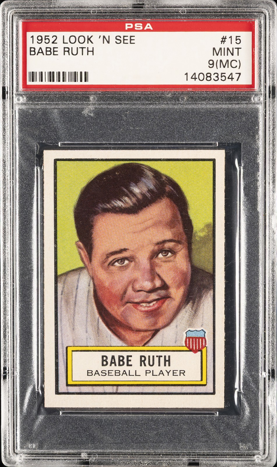 1952 LOOK 'N SEE #15 BABE RUTH PSA 9 MC