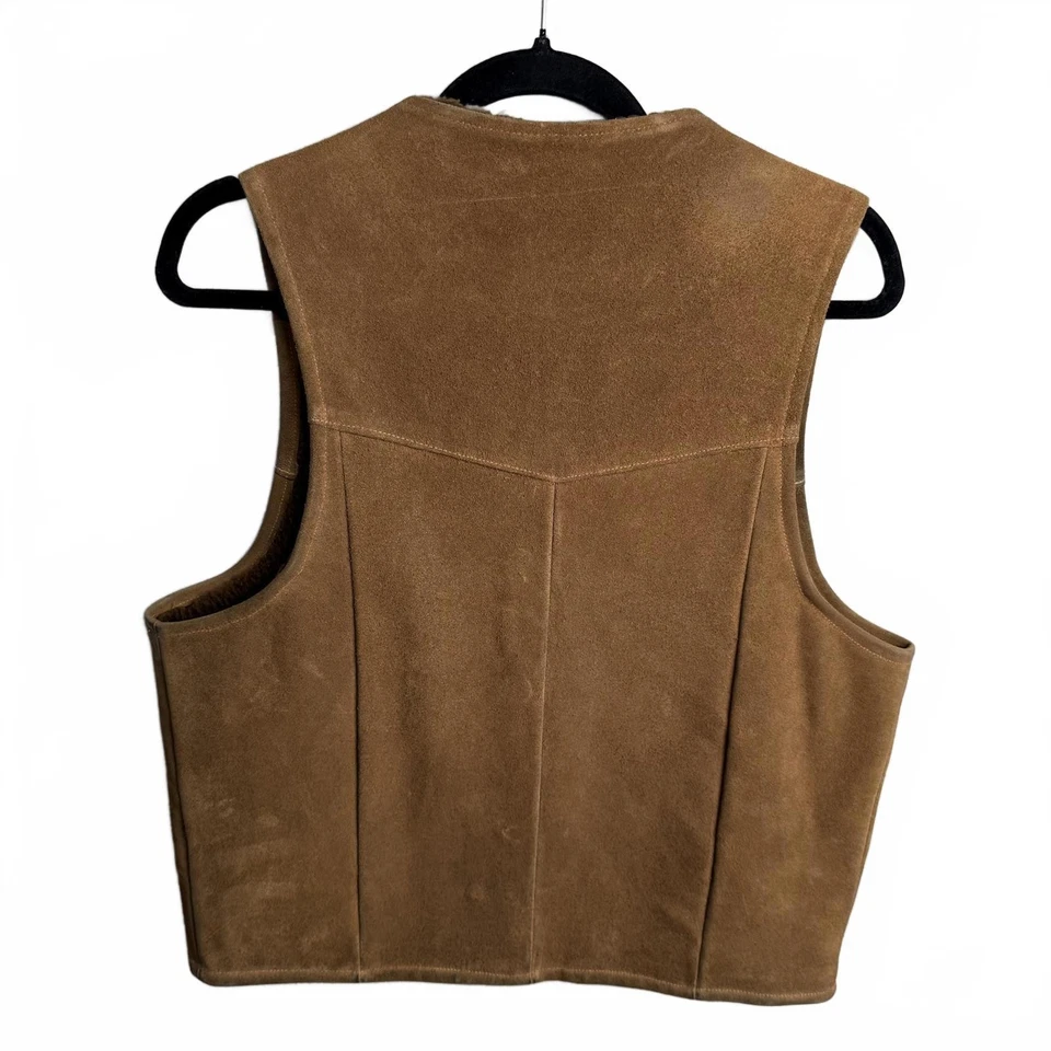 Chaleco Western Vintage Años 60 Forrado Sherpa Gamuza Bolsillo M Foto 2 de 4
