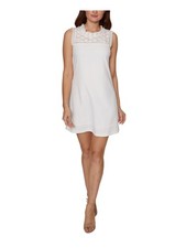 BETSEY JOHNSON Womens Shift Mini Dress White Sleeveless Party Juniors 4