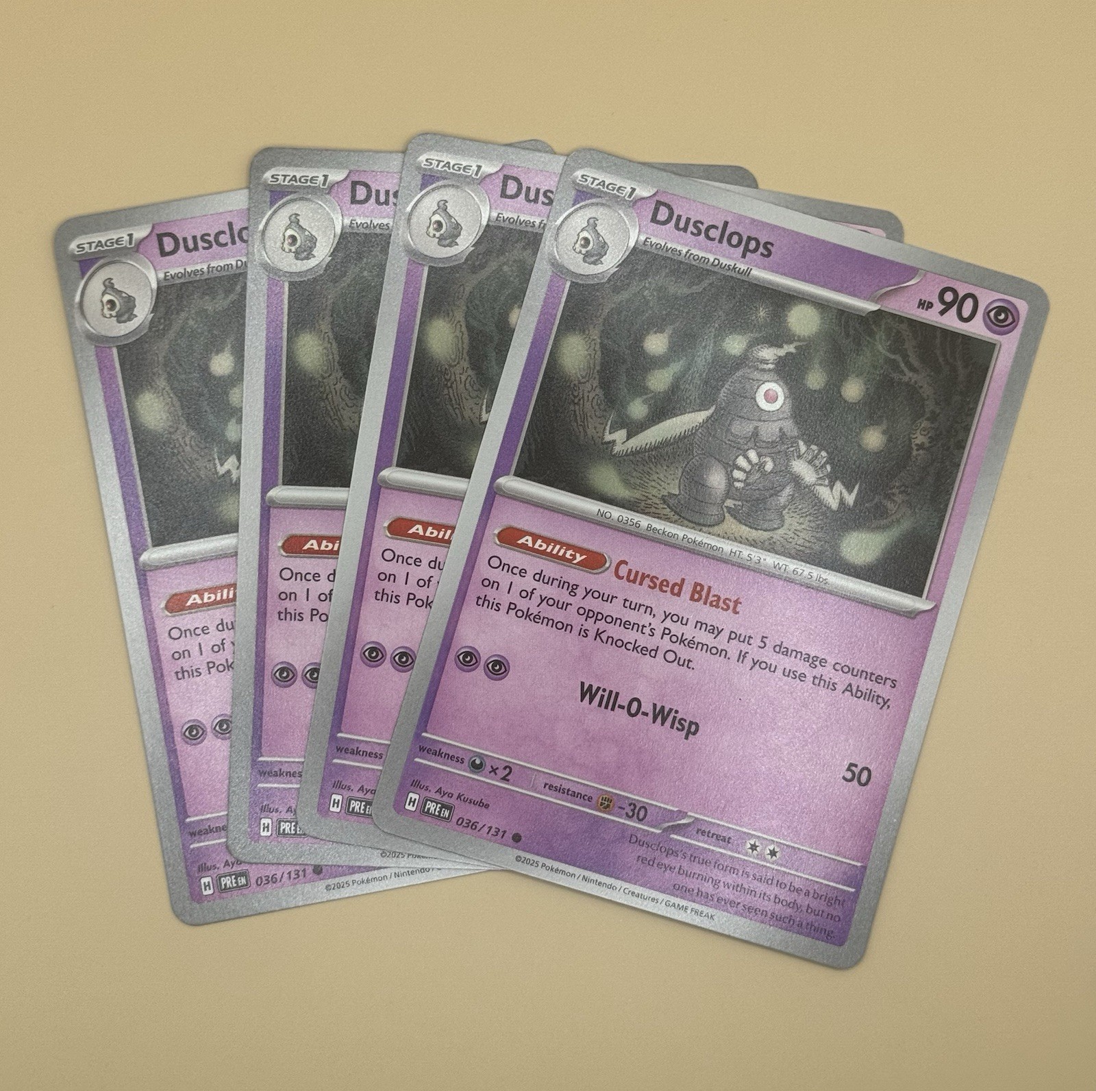 4x Dusclops 036/131 x4 - Prismatic Evolutions - Pokemon TCG - Playset NM