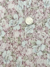 Vintage Peter Pan Floral Fabric Cotton Blue Pink Green 22" x 44"