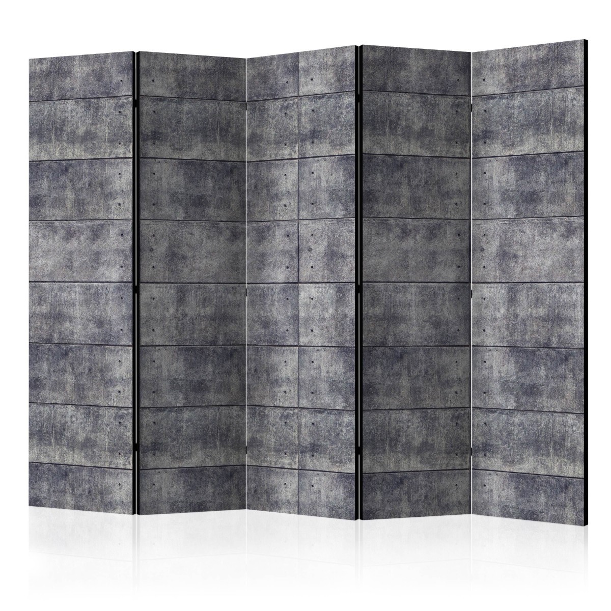 Paravent 5 volets effet béton pour créer un coin bureau dans le salon