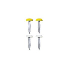 Image of Wot-Nots Number Plate Plastic Top Screws - White & Yellow - Pack Of 4 - PWN566