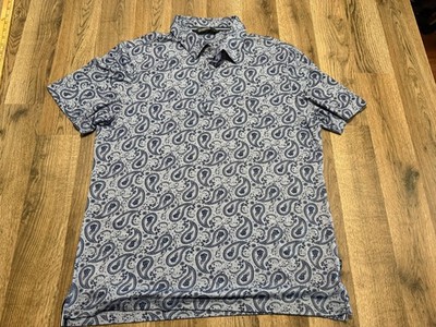 7 Diamonds Polo Men's Size Large Gray Blue Short Sleeve Buttons Casual