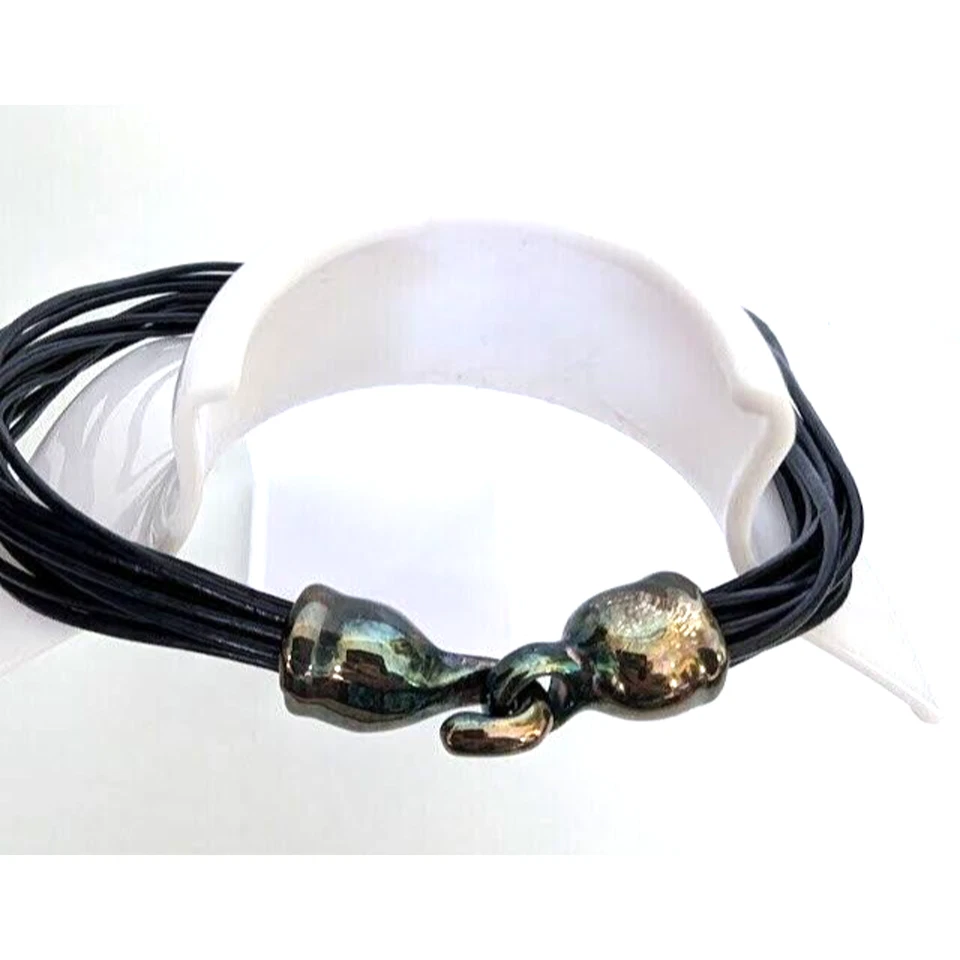 Collar de cuero índigo multihiebra Simon Sebbag Designs 17" con cuentas reflectantes Foto 3 de 3