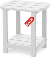 Square Outdoor Side Table,2-Tier Storage Patio Side Table,HDPE End Tables-Garden