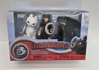 DreamWorks How To Train Your Dragon Figure Set Toothless Light Fury Hiccup NEW