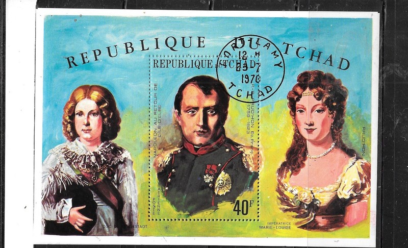 CHAD #C63d 1970 NAPOLEON CTO USED XF SOUVENIR SHEET OLD VINTAGE TOPICAL STAMP