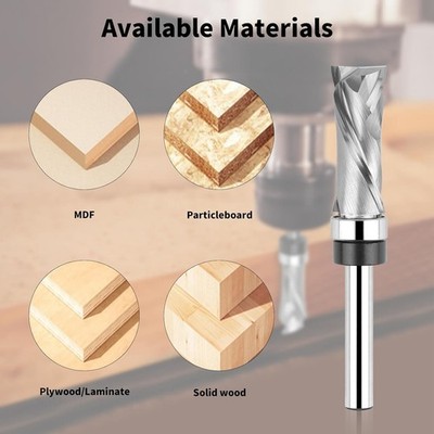 Extra Long Compression Flush Trim Router Bit 1/4in Shank With Top Bearing 1/2in
