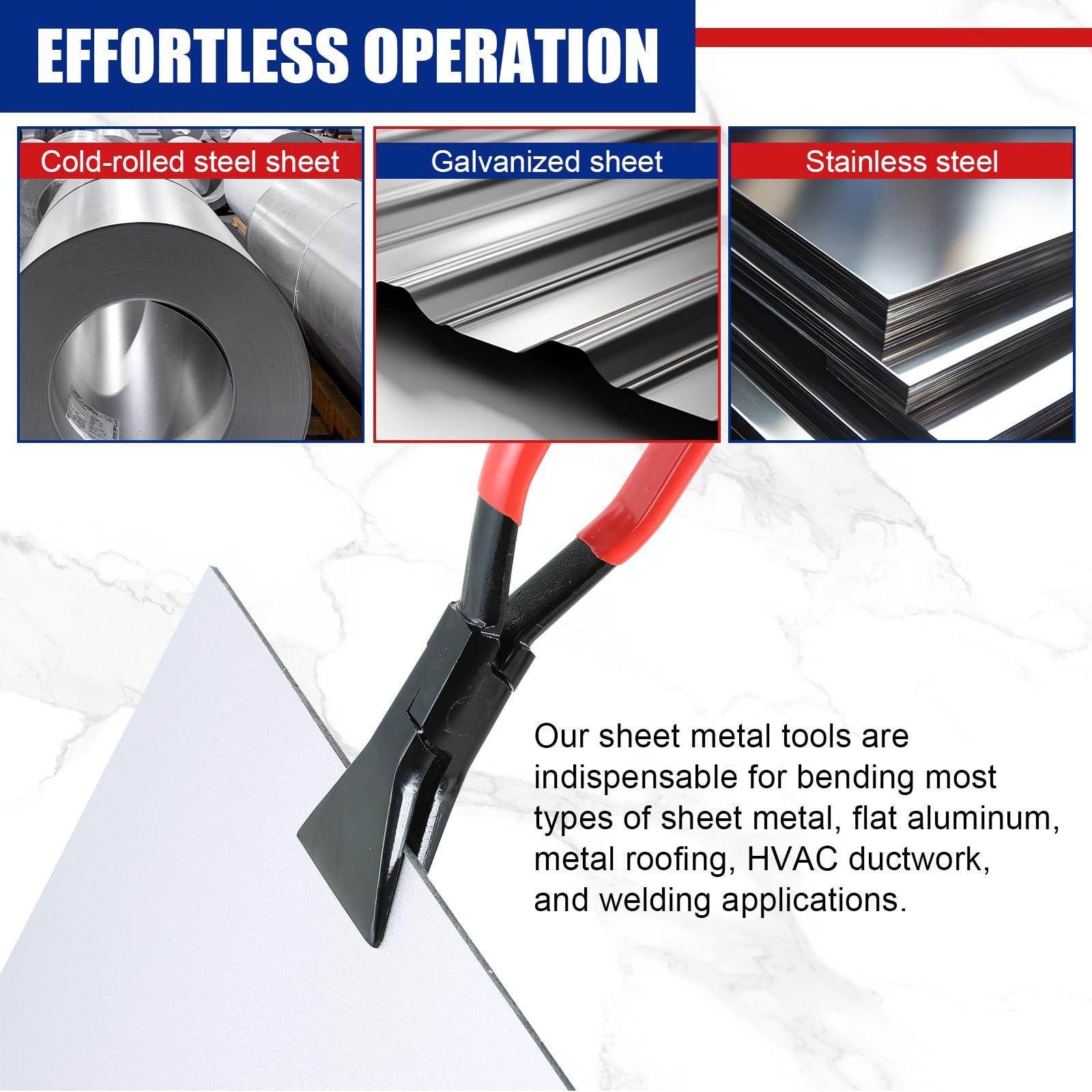 NYXOVA 3-Piece Sheet Metal Bending Pliers Set, Hand Seamers for Roofers, Plum...