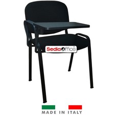 Sedia Con Tavoletta Scrittoio Per Conferenza Corso Scuola Ufficio Tessuto Nero