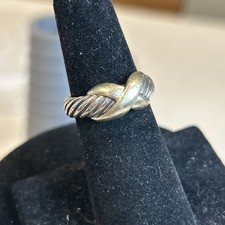 David Yurman Sterling Silver and 14k Gold X Crossover Ring Size 6.75