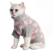 KOOLTAIL Cat Sweater - Valentine's Day Outfit with Hear Love Medium, Grey