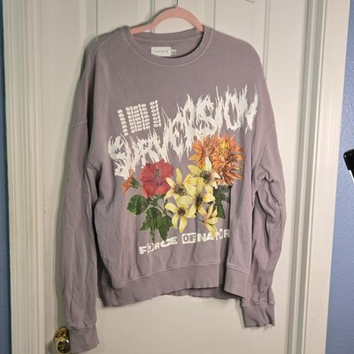 Topman Men's L Purple Floral Graphic Print Pullover Crewneck Sweatshirt