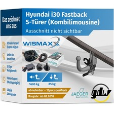 AHK für Hyundai i30 Fastback ab 18 horizontal abnehmbar GDW +13pol E-Satz JAEGER