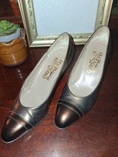 Vintage Salvatore Ferragamo Ladies Two Tone Shoes Size 5.5 B bronze copper