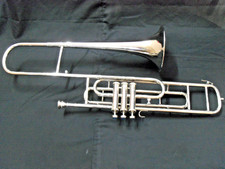 TROMBONE 3 VALVE OF PURE BRASS METAL IN CHROME POLISH CUSHION BOX FREE SHIPPING