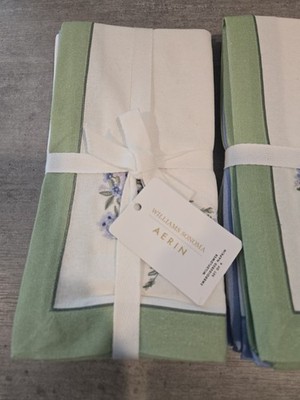 NWT - Williams-Sonoma Aerin Floral WildFlower Embroidered Napkins Set Of 4 x 2