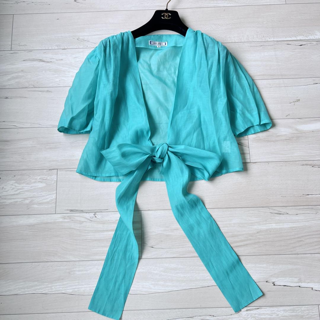 Autentica blusa Yves Saint Laurent nastro grande bolero misto seta taglia M donna