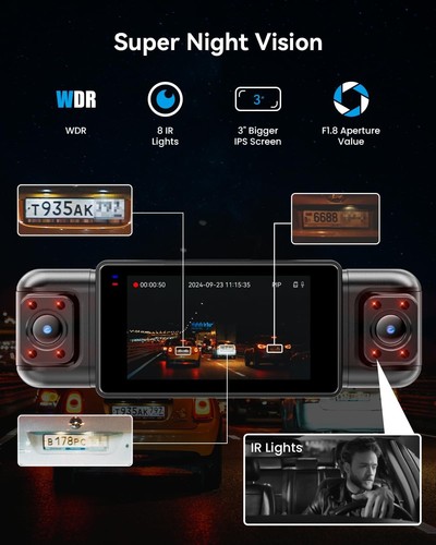 Dash Cam 4 Canali N5 Vista 360°, Risoluzione 1080P, Visione Notturna e Registrazione Loop - Foto 6 di 10