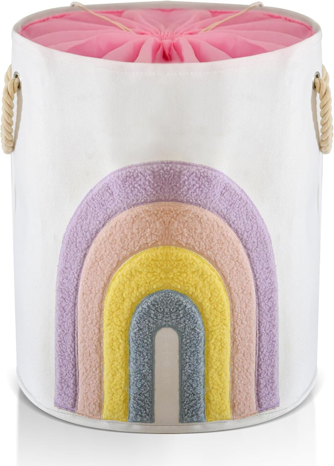 Cesto Biancheria Rosa per Bambini 58L - Cesta Porta Giochi in Tela