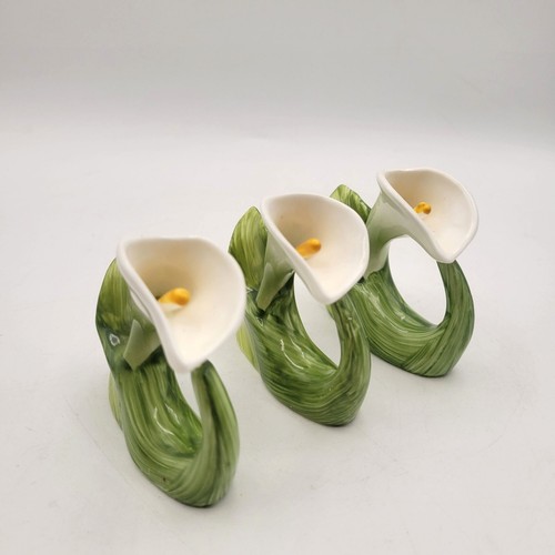 Pia Bone China CALLA LILY Serviettenringe Vintage 1985 3er Set Floral Blumen - Bild 1 von 6