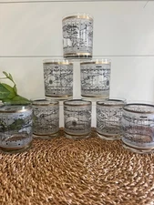 Vintage Cera Glass World Map Lowball Glasses – Set of 8 – Mid Century Modern Bar