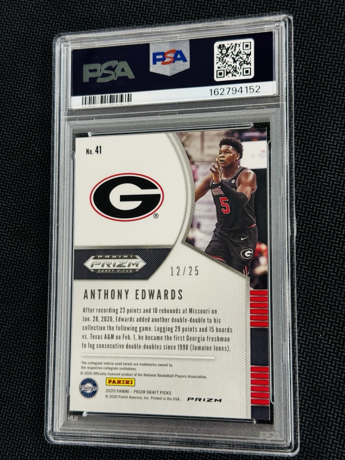 PSA 10 Anthony Edwards /49 RC #81 purple fast break 2020 Panini Prizm DP view 5