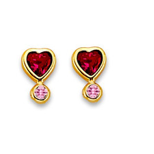 NEW 14K YELLOW GOLD HEART STUD EARRINGS WITH SCREW BACK