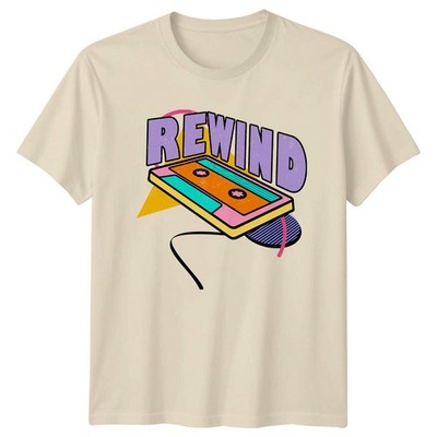 Rewind Unisex T-Shirt 80er Jahre Nostalgie Retro Geschenk für Sie und Ihn