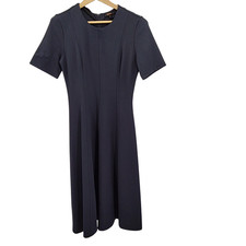Quince Women Ultra-Stretch Ponte Short Sleeve Midi Dress Navy S