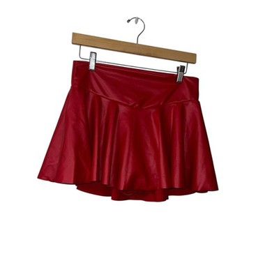 D Rock NWT Women s Large Mini Skort Red Faux Leather Goth Grunge Punk Edgy New
