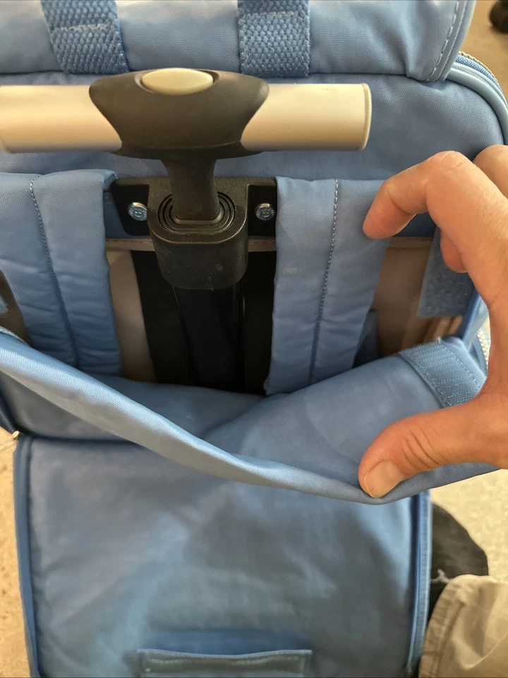 Kipling Rolling Backpack Cloud Blue Jean Nylon Laptop Carry On Wheeled Multi-Zip - Image 3 of 4