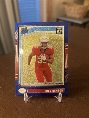 2024 Panini Donruss Optic Trey Benson Rated Rookie Blue Glitter Prizm 293 SSP RC