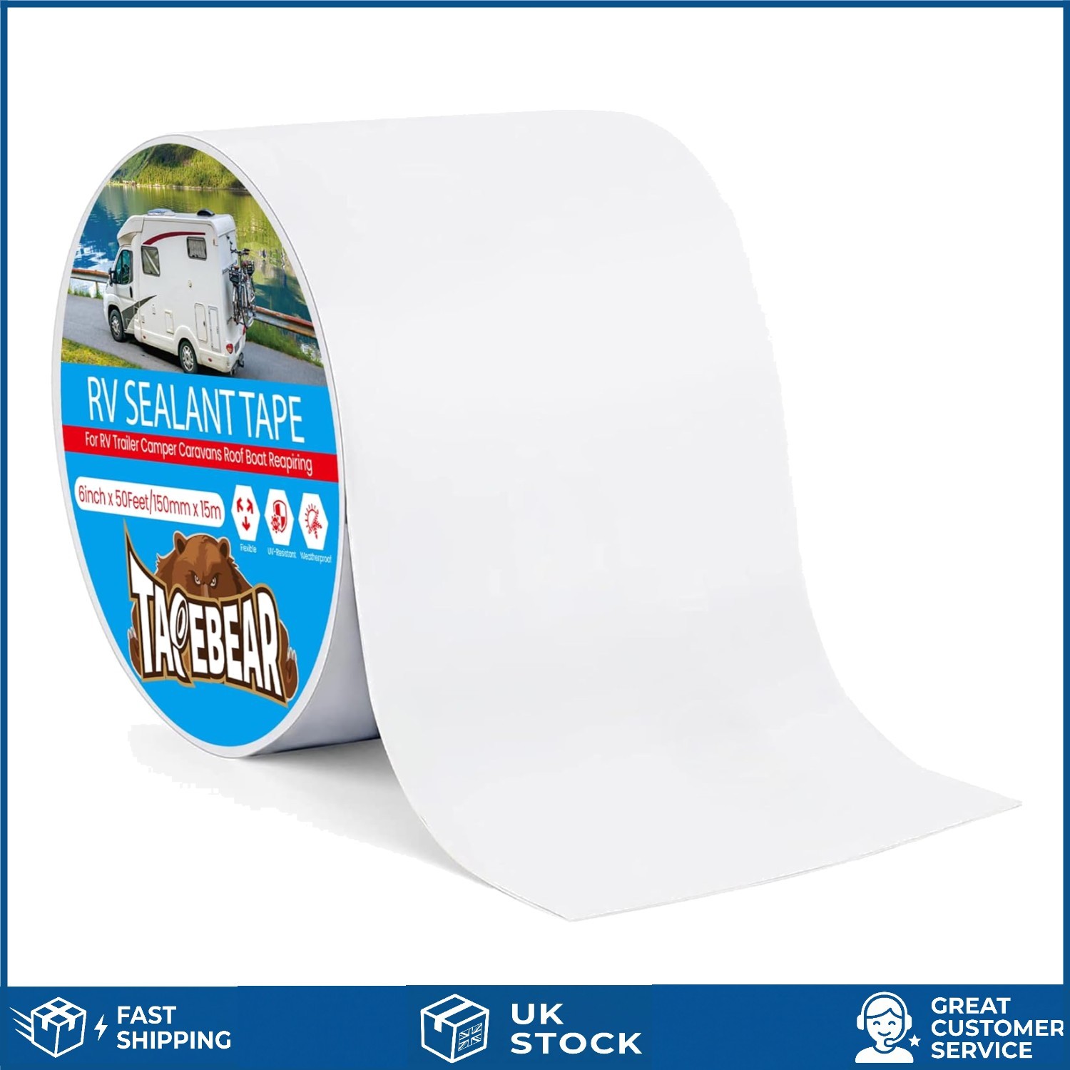 Waterproof RV Roof Repair Sealant Tape Weatherproof Leak Stop 15cm x 15m