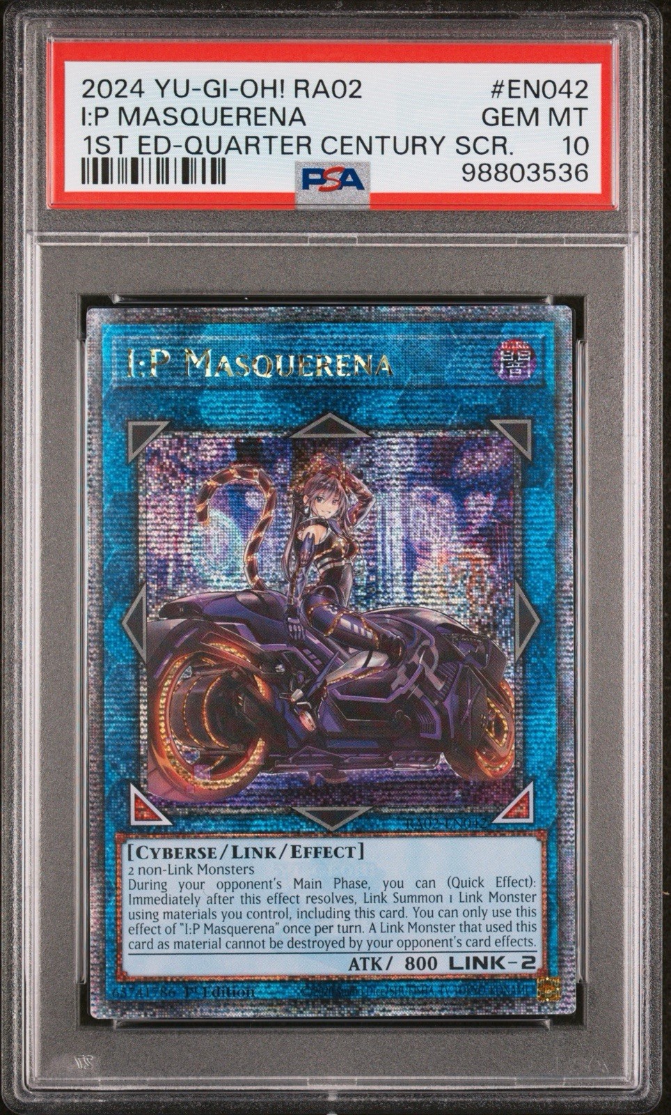 Yugioh I:P Masquerena RA02-EN042 Quarter Centuery Secret Rare PSA 10