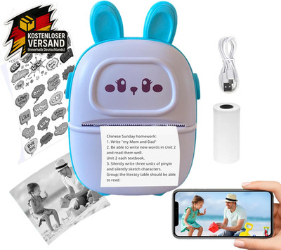 Mini Drucker Für Smartphone, 200 DPI Tragbarer Bluetooth Fotodrucker Sticker The