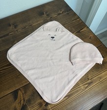 Barefoot Dreams Baby Lovey Pink Bear Malibu Security Blanket Waffle Knit Hat