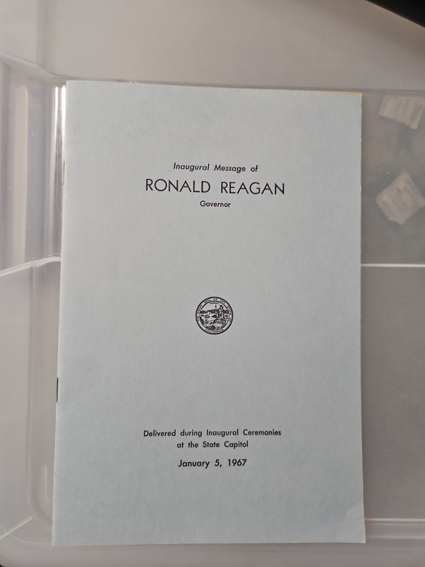 VINTAGE PUBLICATION INAUGURAL MESSAGE OF RONALD REAGAN GOVERNOR STATE CAPITOL 67