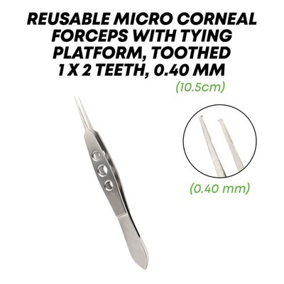 Micro Corneal Forceps 0.40mm Tying Toothed Tip 1 x 2 Teeth Ophthalmic Instrument
