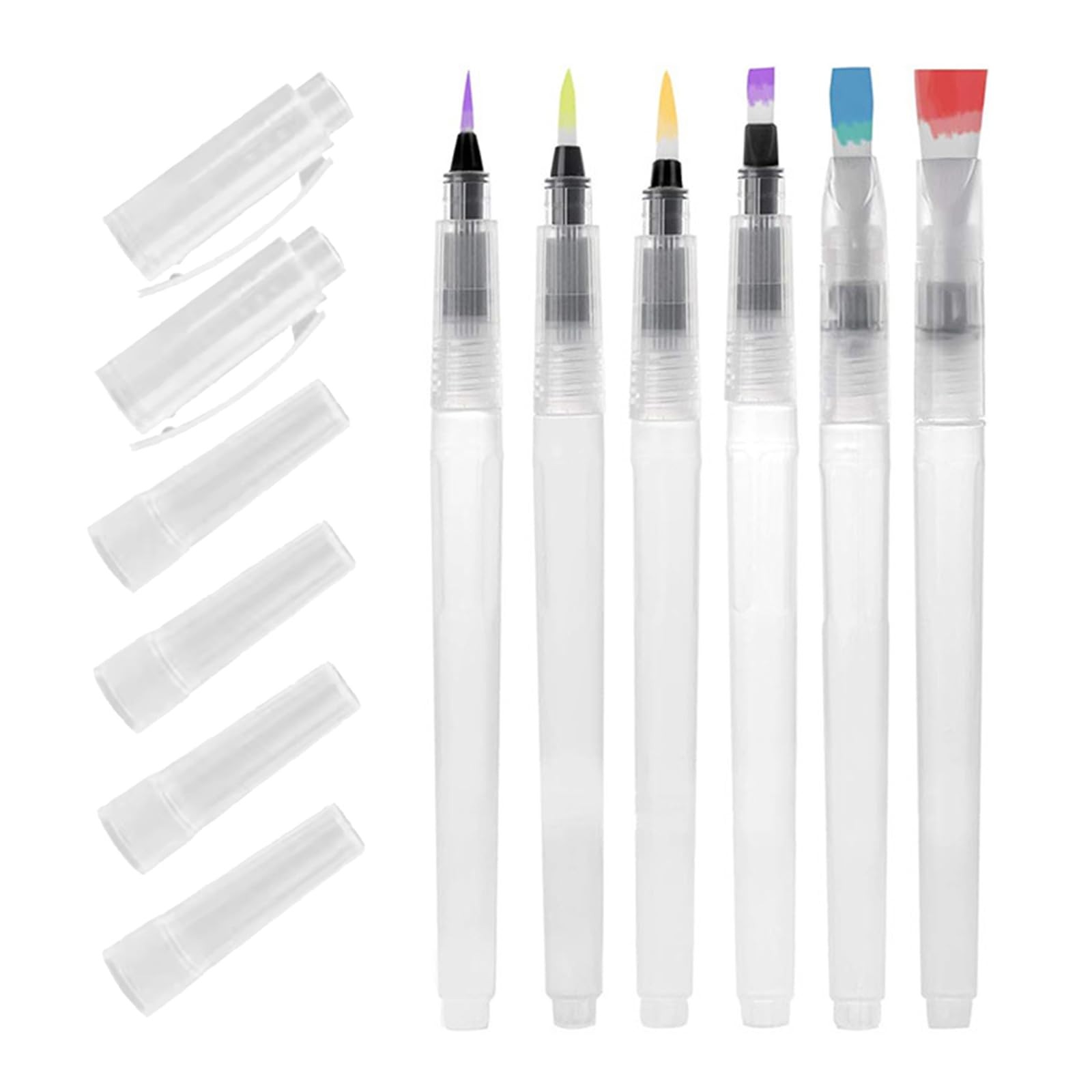 6 Piece Refillable Watercolour Brush Pens Set with no, White